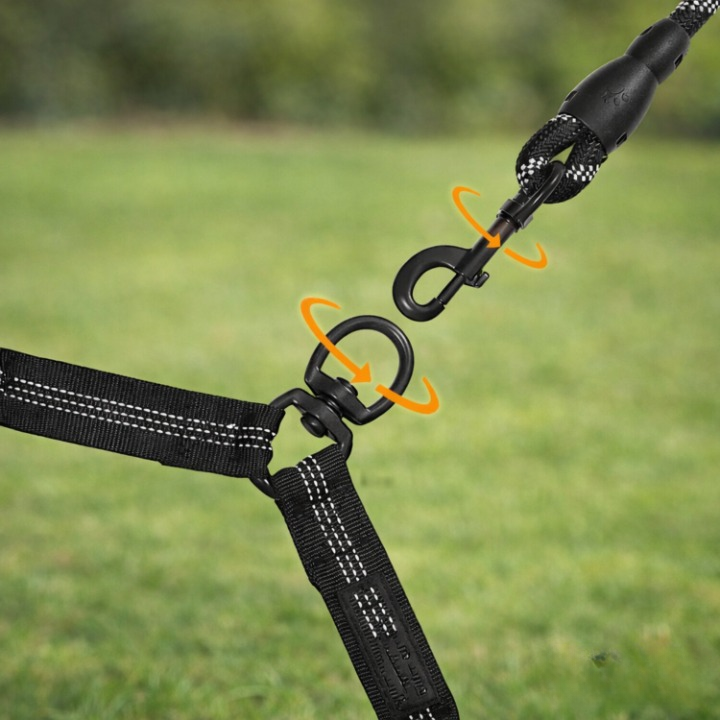 Tangle-Free Dog Walking for Two Pets – Double Dog Leash with 360° Swivel