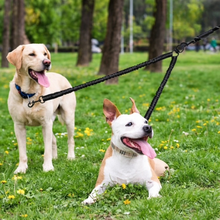 Tangle-Free Dog Walking for Two Pets – Double Dog Leash with 360° Swivel