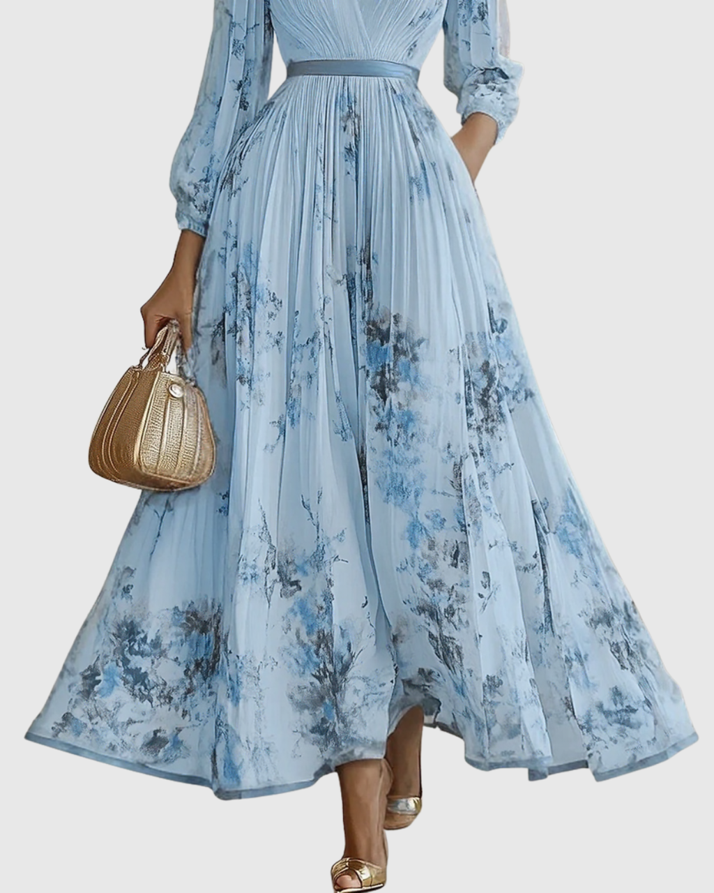 Elegant maxi dress for parties and special occasions – Pleated dress for women