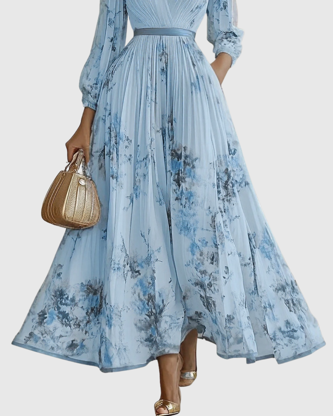 Elegant maxi dress for parties and special occasions – Pleated dress for women