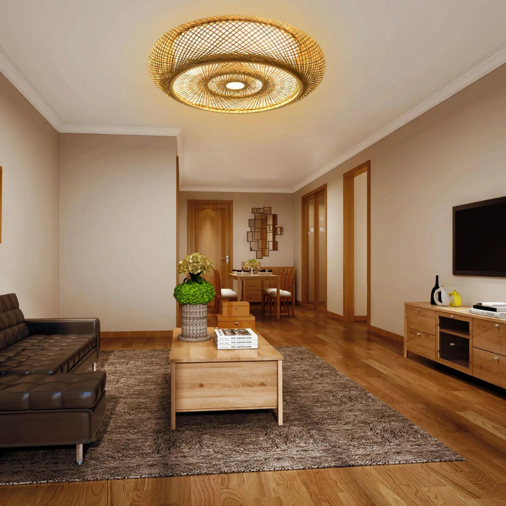 Indendørs Plafondlampe med Bambusstruktur