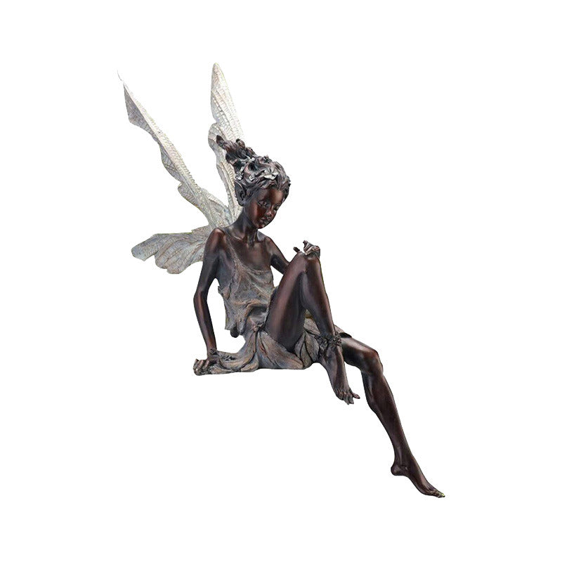 Decorative Garden Accent for Outdoor Spaces – Resin Sitting Fairy Figurine