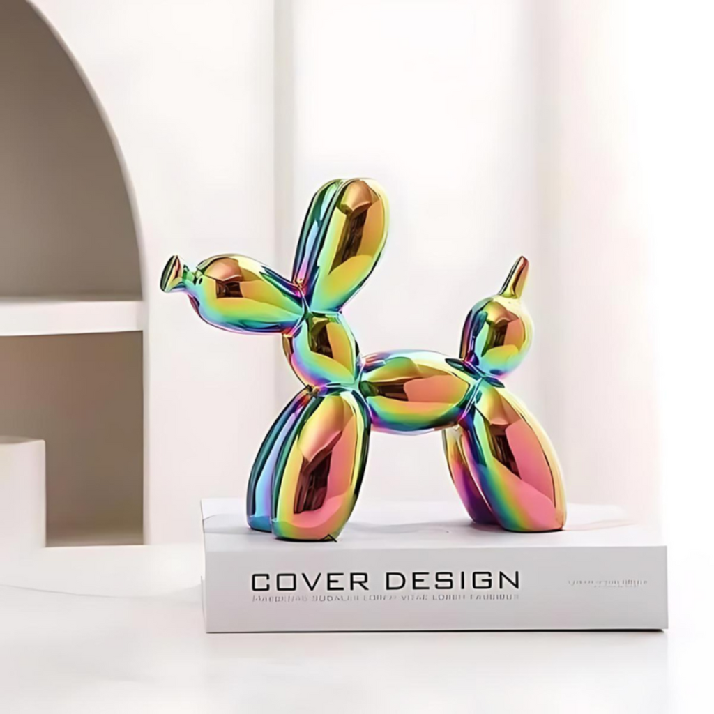 Decorative figure shaped like a balloon dog in ceramic