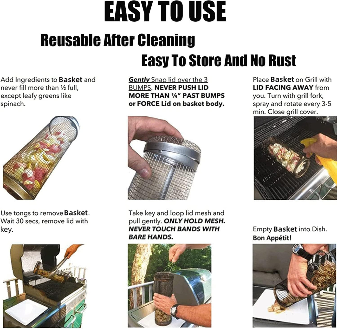 Convenient Grilling for Meat and Vegetables – Stainless Steel BBQ Grill Basket