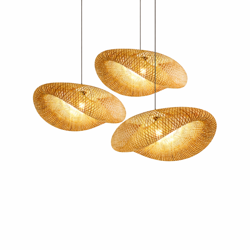 Bambus Pendellampe med LED – Justerbar Højde i Skandinavisk Design