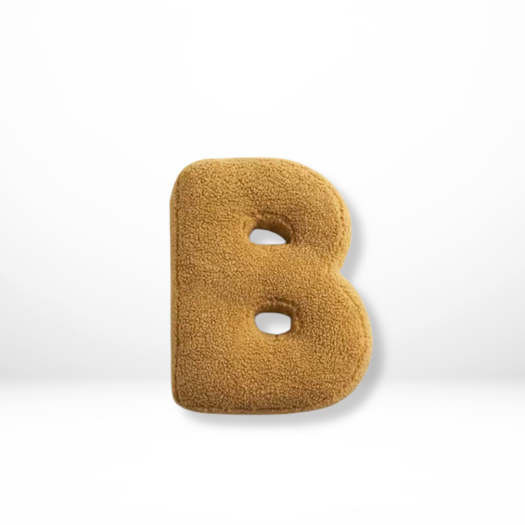 Velvet decorative pillow shaped like letter A–Z