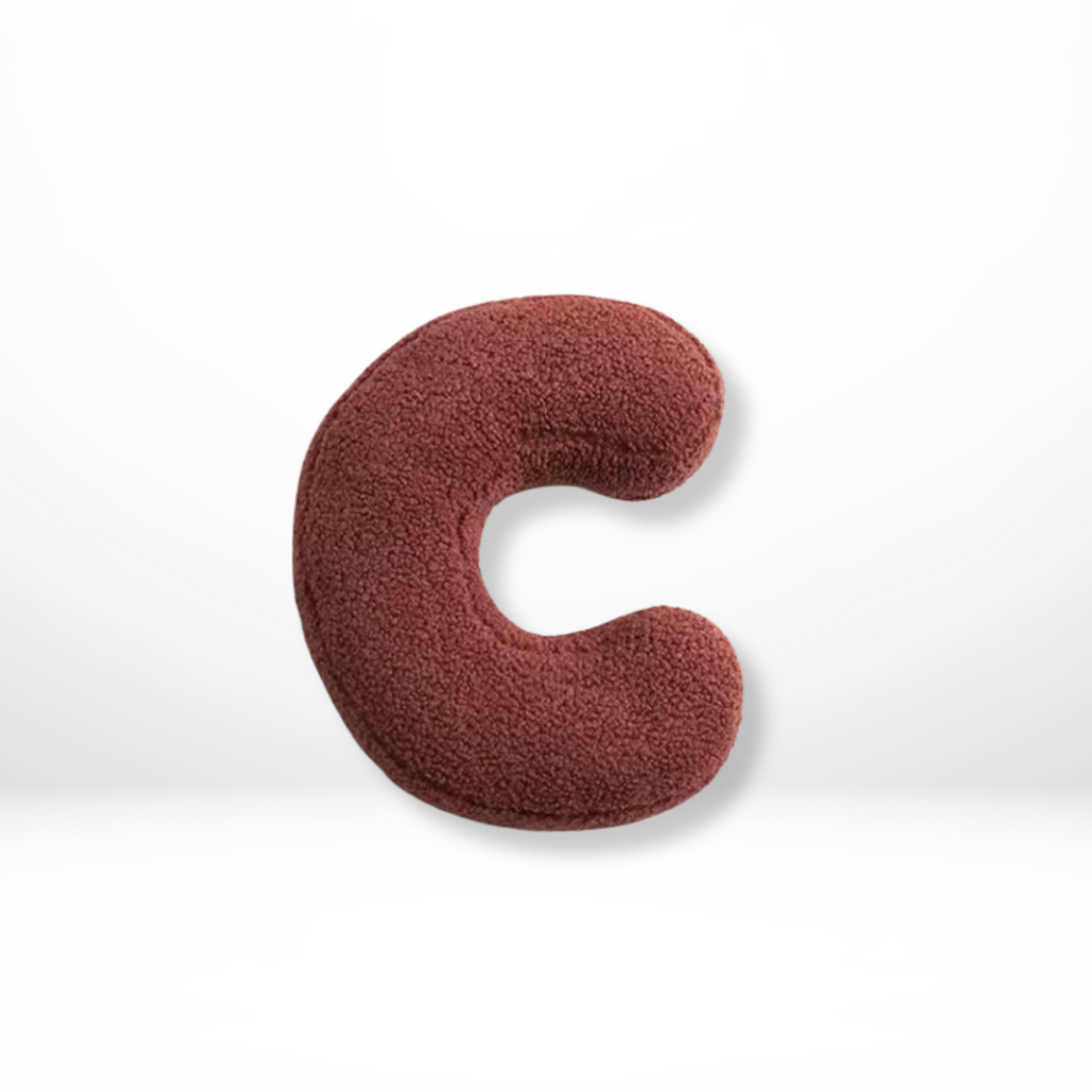 Velvet decorative pillow shaped like letter A–Z