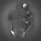 Wall decoration with metal figure and canvas for indoor use