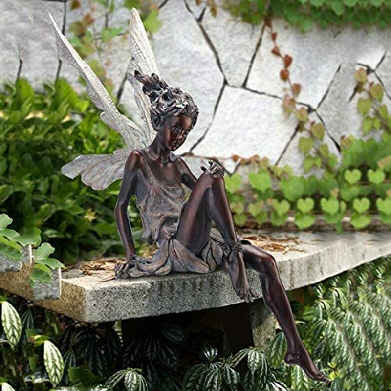 Decorative Garden Accent for Outdoor Spaces – Resin Sitting Fairy Figurine