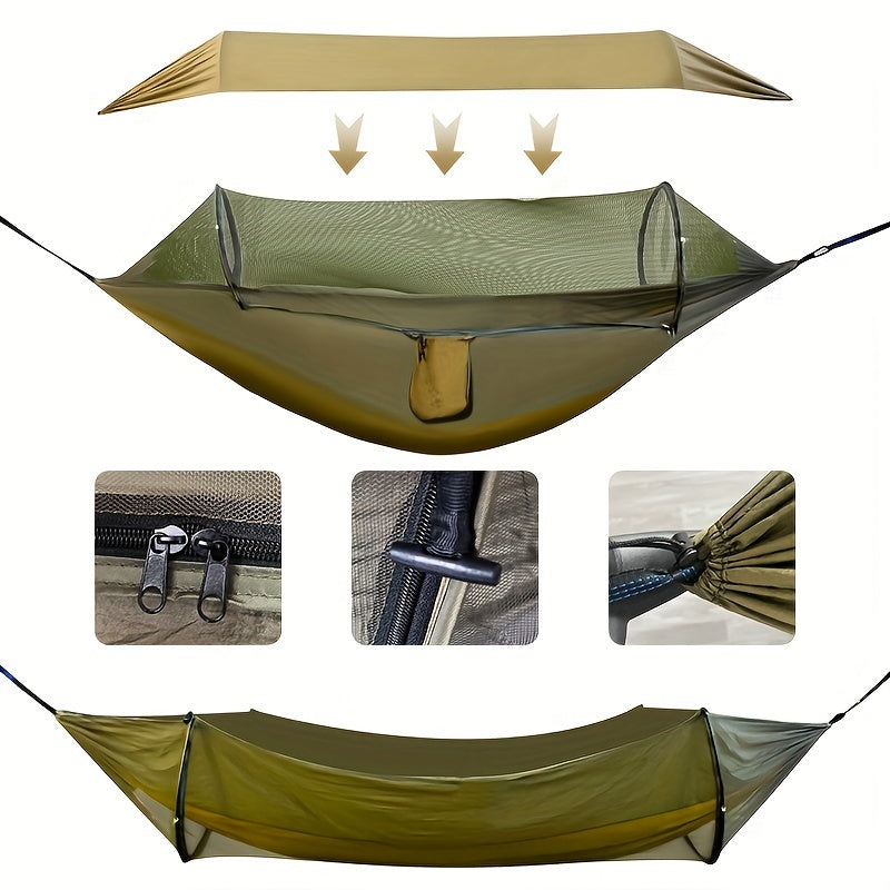 Comfortable Outdoor Relaxation for Camping and Travel – Hammock with Mosquito Net and Sunshade
