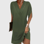 Loose midi dress for everyday wear and vacation – V-neck dress for women