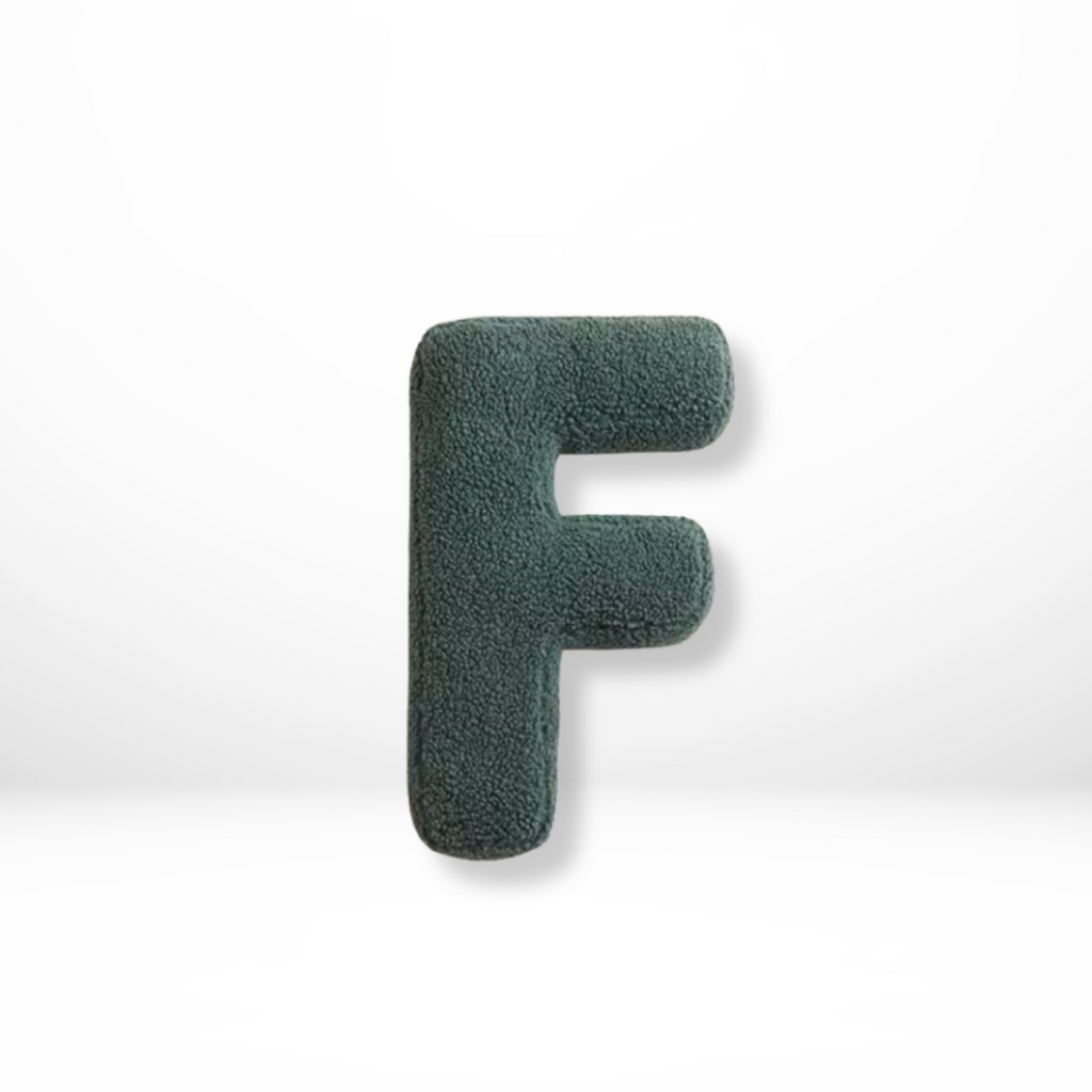 Velvet decorative pillow shaped like letter A–Z