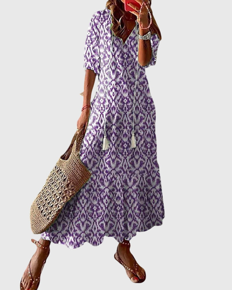 Boho sommerkjole til ferie og varme dage – Vintage kjole til kvinder