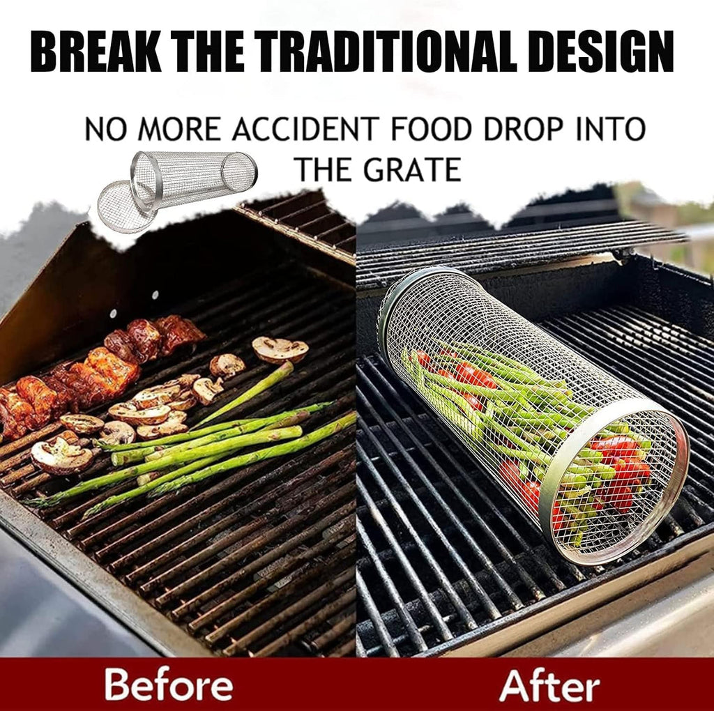 Convenient Grilling for Meat and Vegetables – Stainless Steel BBQ Grill Basket