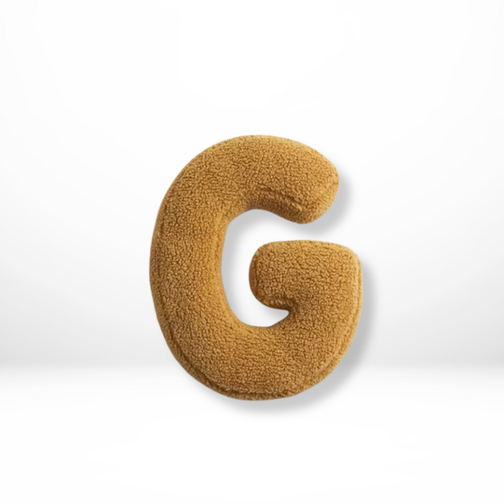 Velvet decorative pillow shaped like letter A–Z