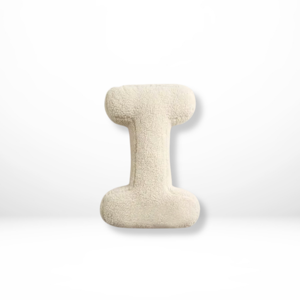Velvet decorative pillow shaped like letter A–Z
