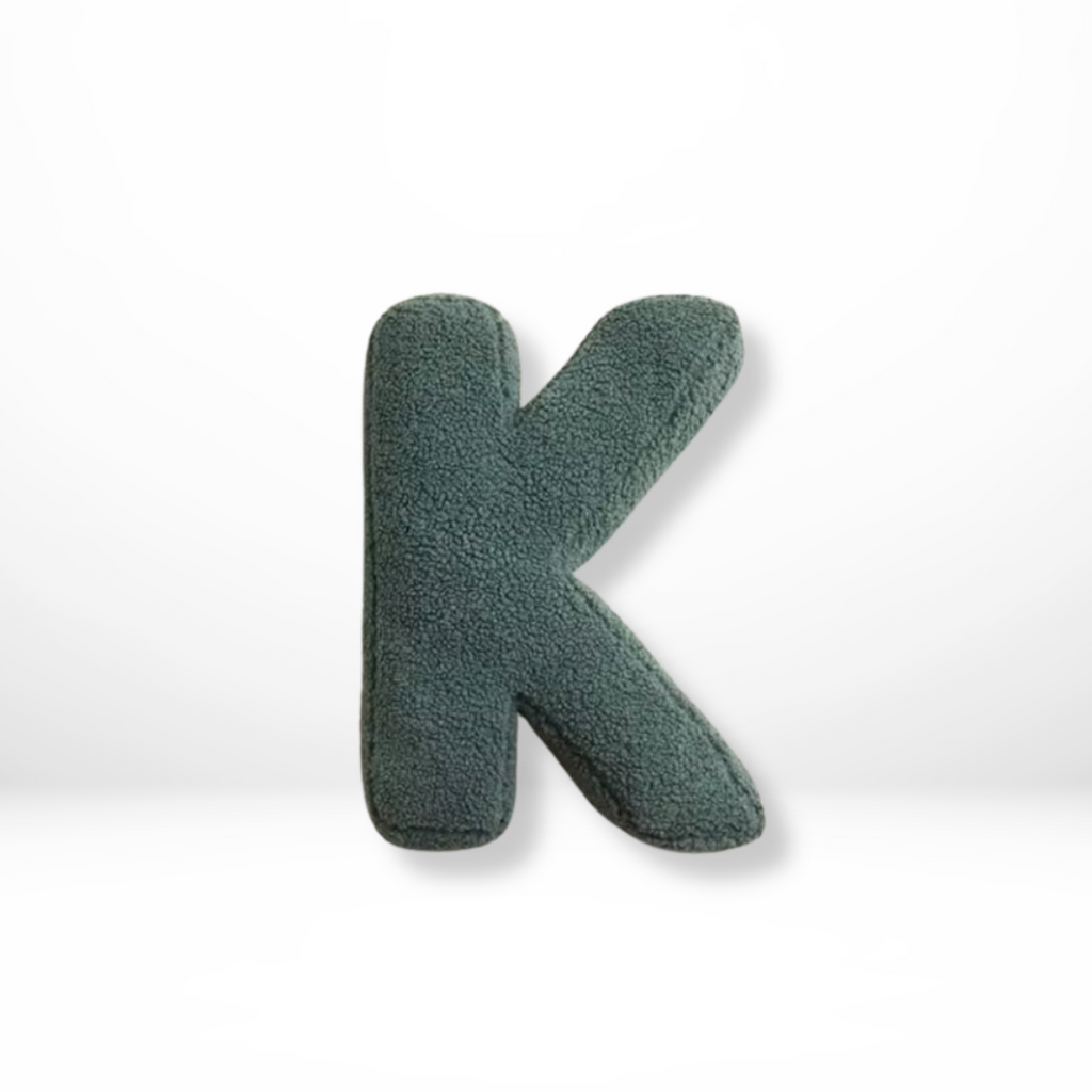 Velvet decorative pillow shaped like letter A–Z