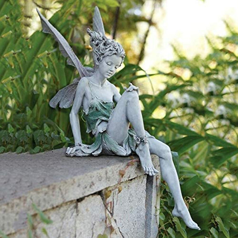Decorative Garden Accent for Outdoor Spaces – Resin Sitting Fairy Figurine