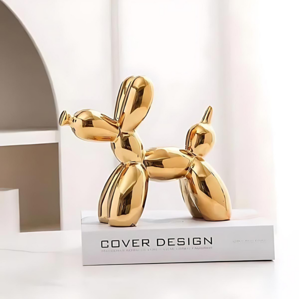 Decorative figure shaped like a balloon dog in ceramic
