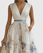 Elegant maxi dress for parties and special occasions – Pleated dress for women