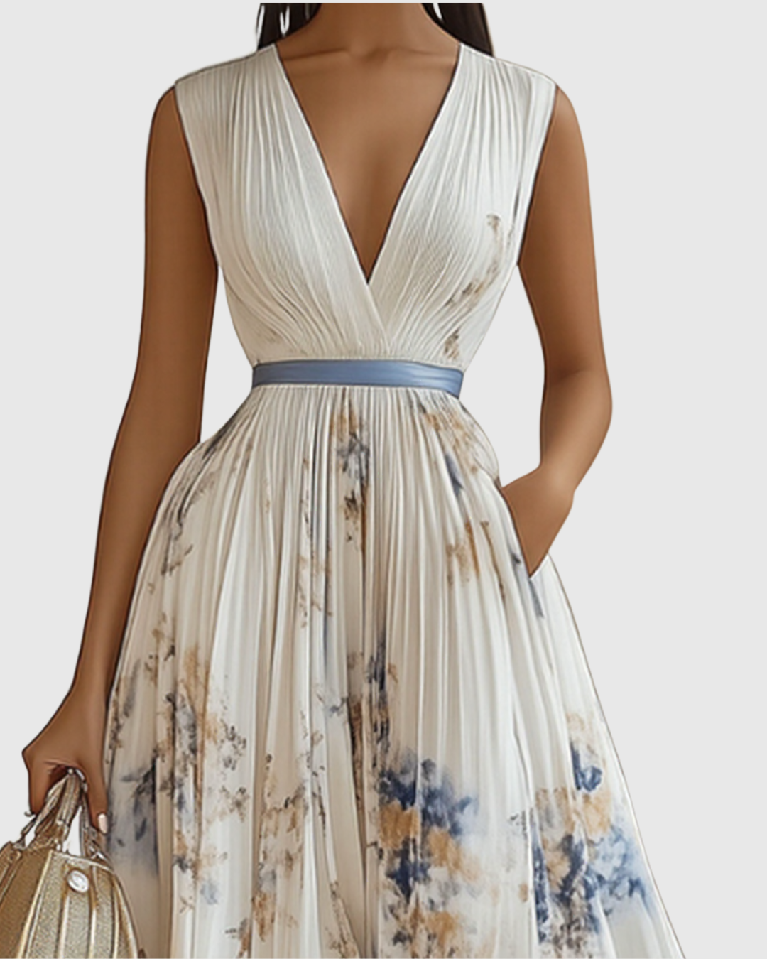 Elegant maxi dress for parties and special occasions – Pleated dress for women