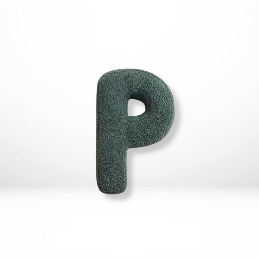 Velvet decorative pillow shaped like letter A–Z