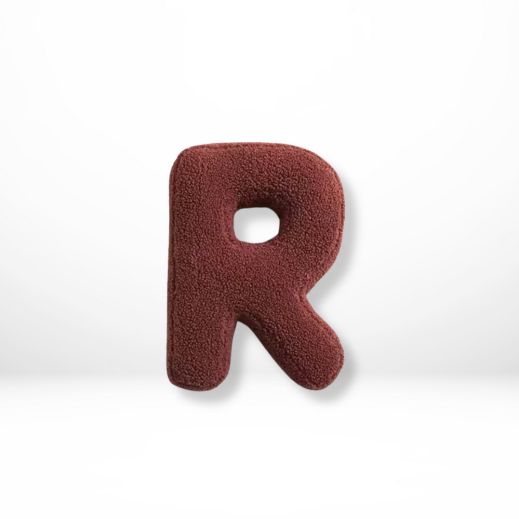 Velvet decorative pillow shaped like letter A–Z