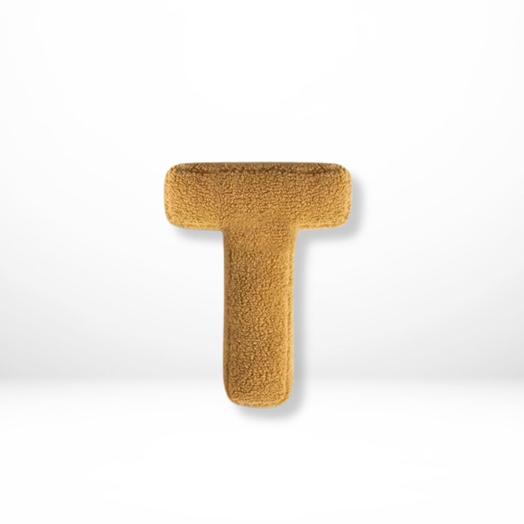 Velvet decorative pillow shaped like letter A–Z
