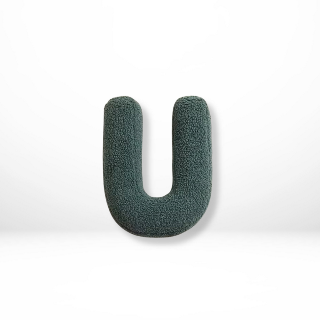 Velvet decorative pillow shaped like letter A–Z