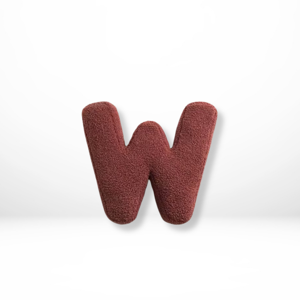 Velvet decorative pillow shaped like letter A–Z