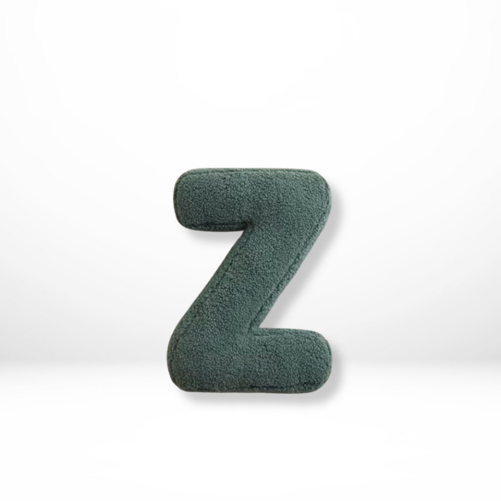 Velvet decorative pillow shaped like letter A–Z