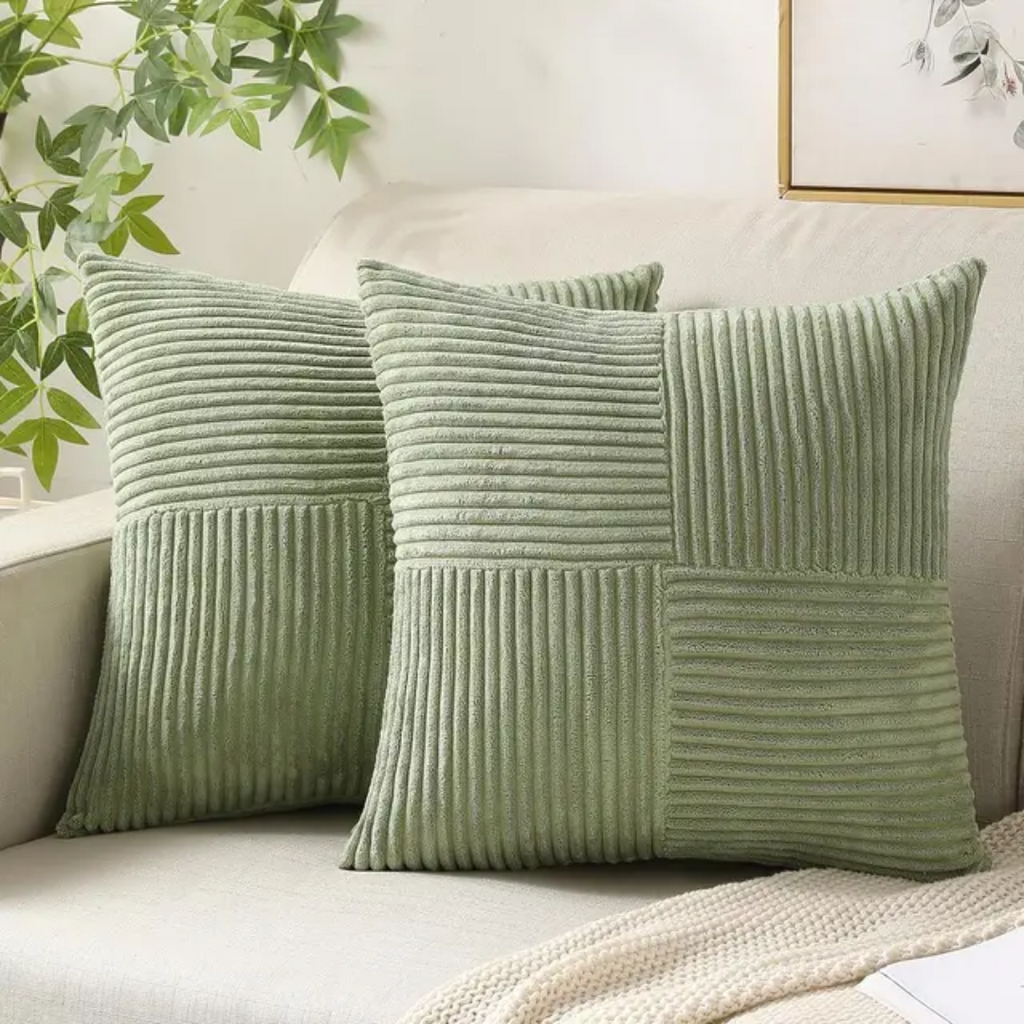 Comfortable home textiles for living room and sofa – Square decorative pillow with ribbed texture