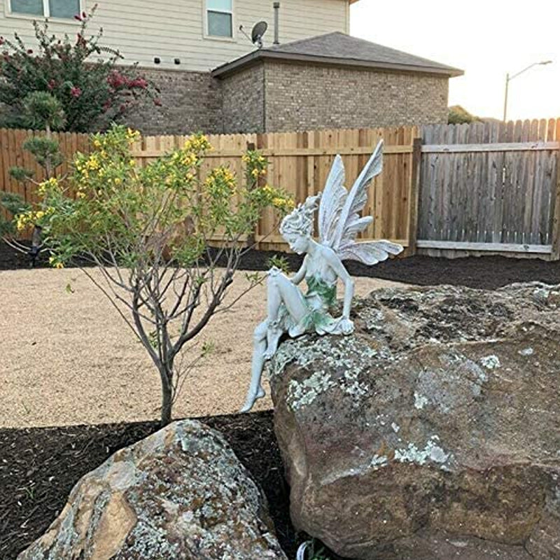Decorative Garden Accent for Outdoor Spaces – Resin Sitting Fairy Figurine