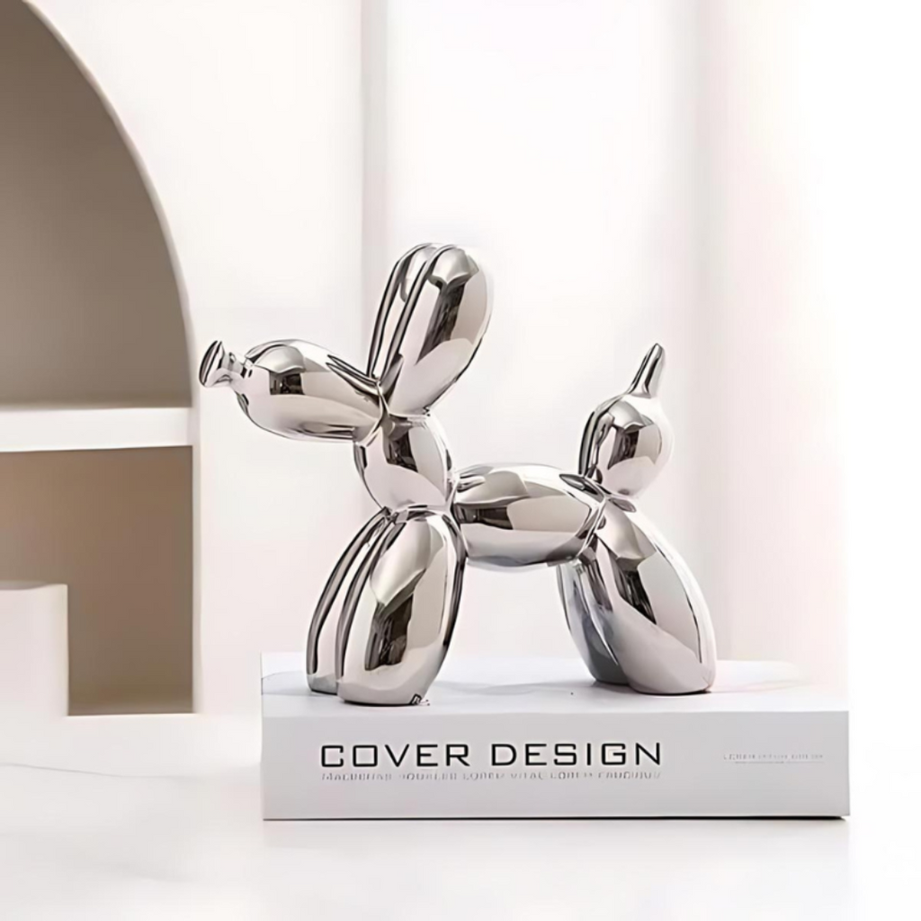 Decorative figure shaped like a balloon dog in ceramic