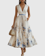 Elegant maxi dress for parties and special occasions – Pleated dress for women