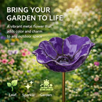 Decorative Bird Bath for Garden Spaces – Metal Flower Stake with Bird Bath