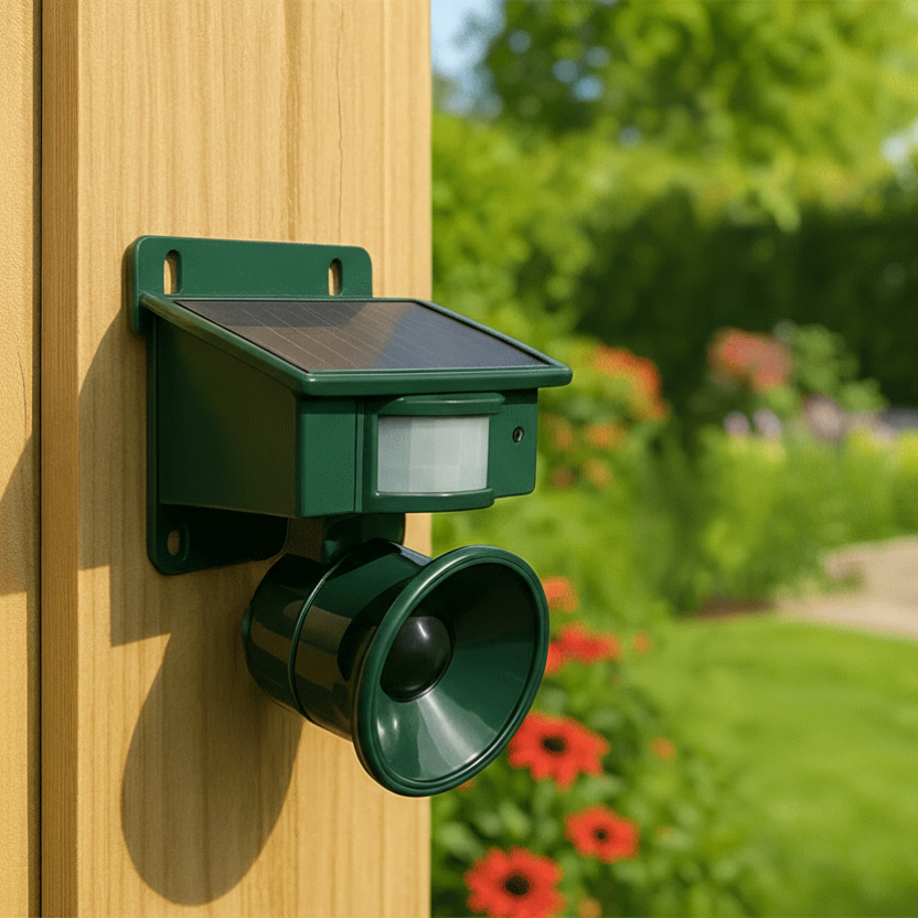 Solar Bird Protection for Garden Areas – Bird Repellent Device with Motion Sensor and Sound Deterrent