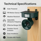 Solar Bird Protection for Garden Areas – Bird Repellent Device with Motion Sensor and Sound Deterrent