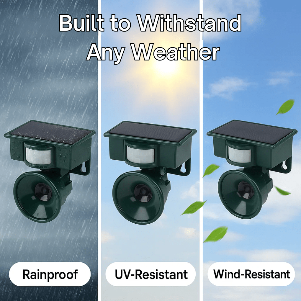 Solar Bird Protection for Garden Areas – Bird Repellent Device with Motion Sensor and Sound Deterrent
