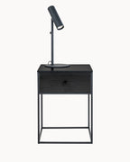 Noir Table – Sort sidebord med skuffe og metalramme, 40x40x55 cm