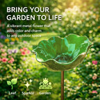 Decorative Bird Bath for Garden Spaces – Metal Flower Stake with Bird Bath