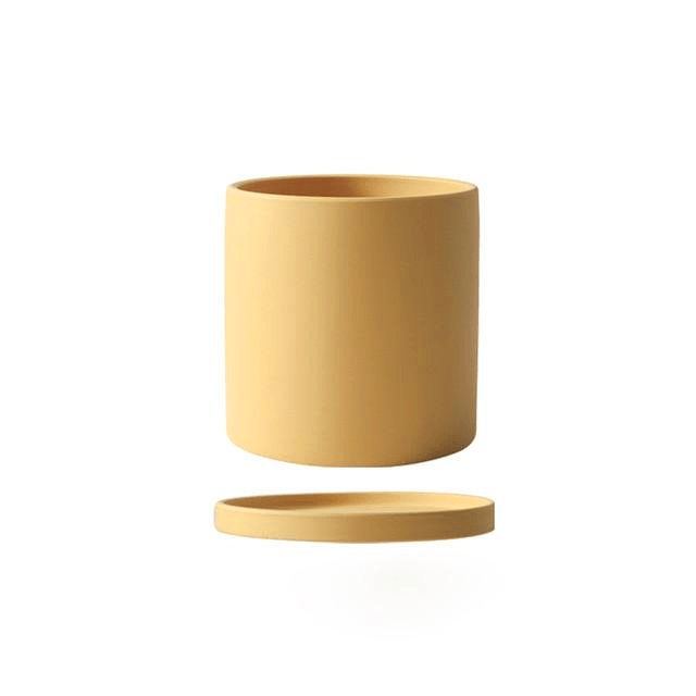 Ceramic flower pot with saucer for indoor use