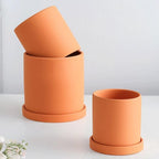 Ceramic flower pot with saucer for indoor use