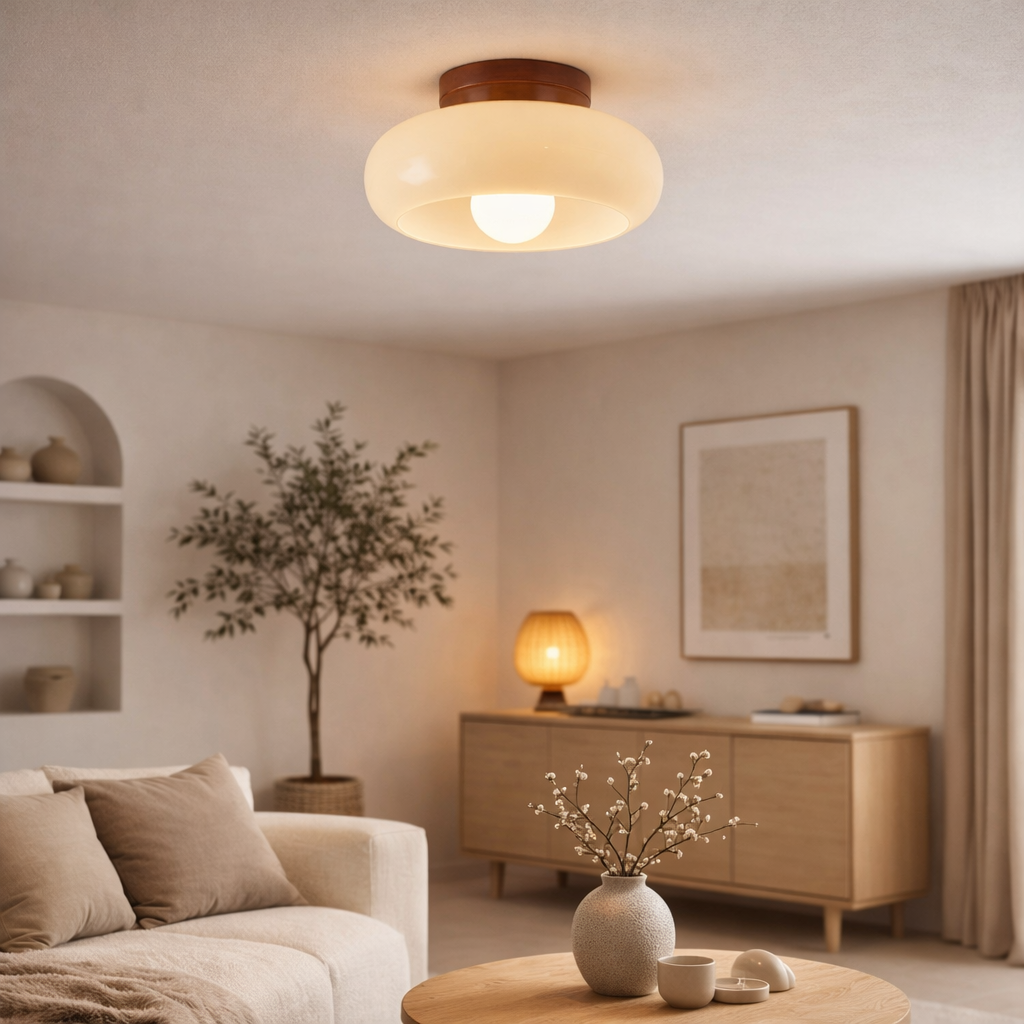 Plafondlampe i Bauhaus Stil i Cremefarve