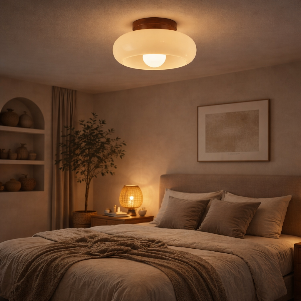 Plafondlampe i Bauhaus Stil i Cremefarve