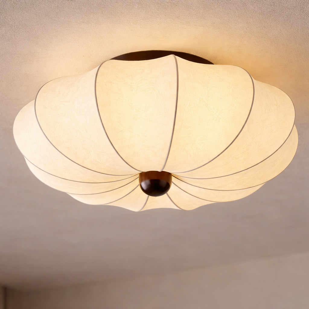 Plafondlampe med Stofskærm i Klassisk Udformning