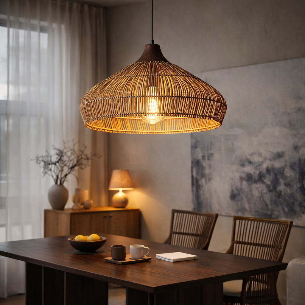 Pendellampe i Rattan til Indendørs Brug