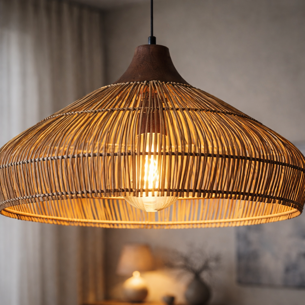 Pendellampe i Rattan til Indendørs Brug