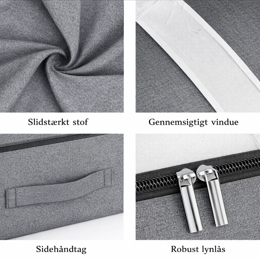 Foldbar opbevaringstaske med lynlås og vindue