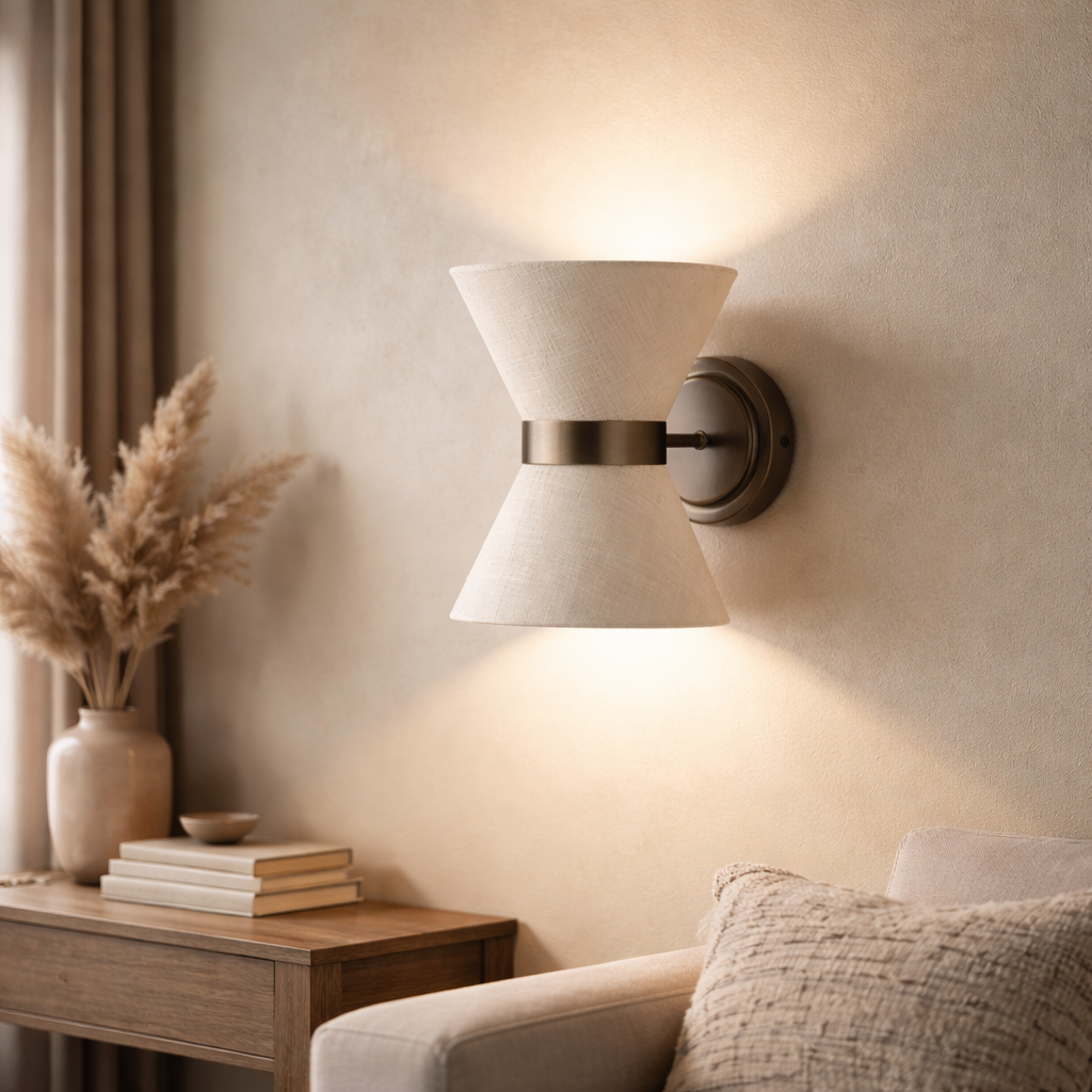 Væglampe i Wabi Sabi Stil med Silkeskærm